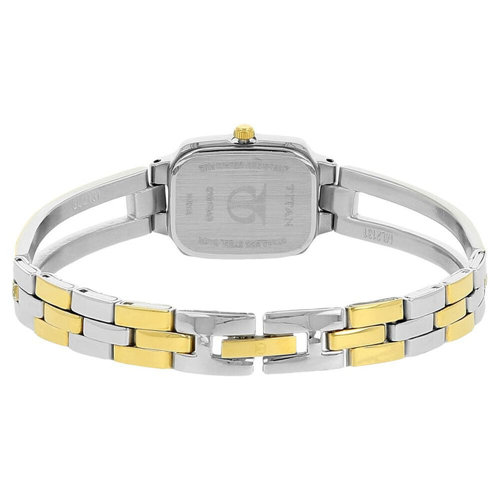 Titan Quartz Analog White Dial Stainless Steel Strap Watch for Women NP2131BM01