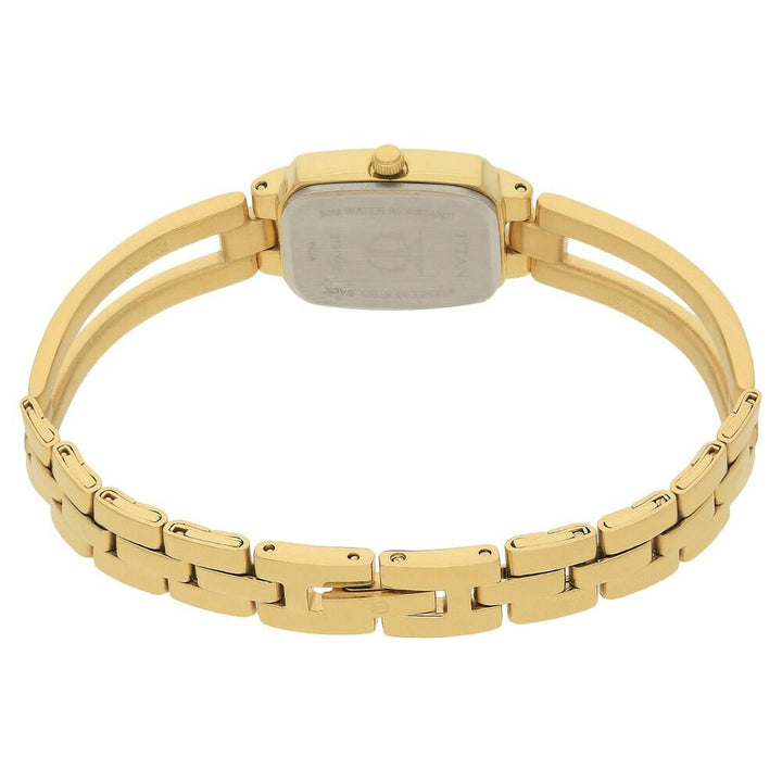 Titan Quartz Analog Champagne Dial Stainless Steel Strap Watch for Women NS2131YM04