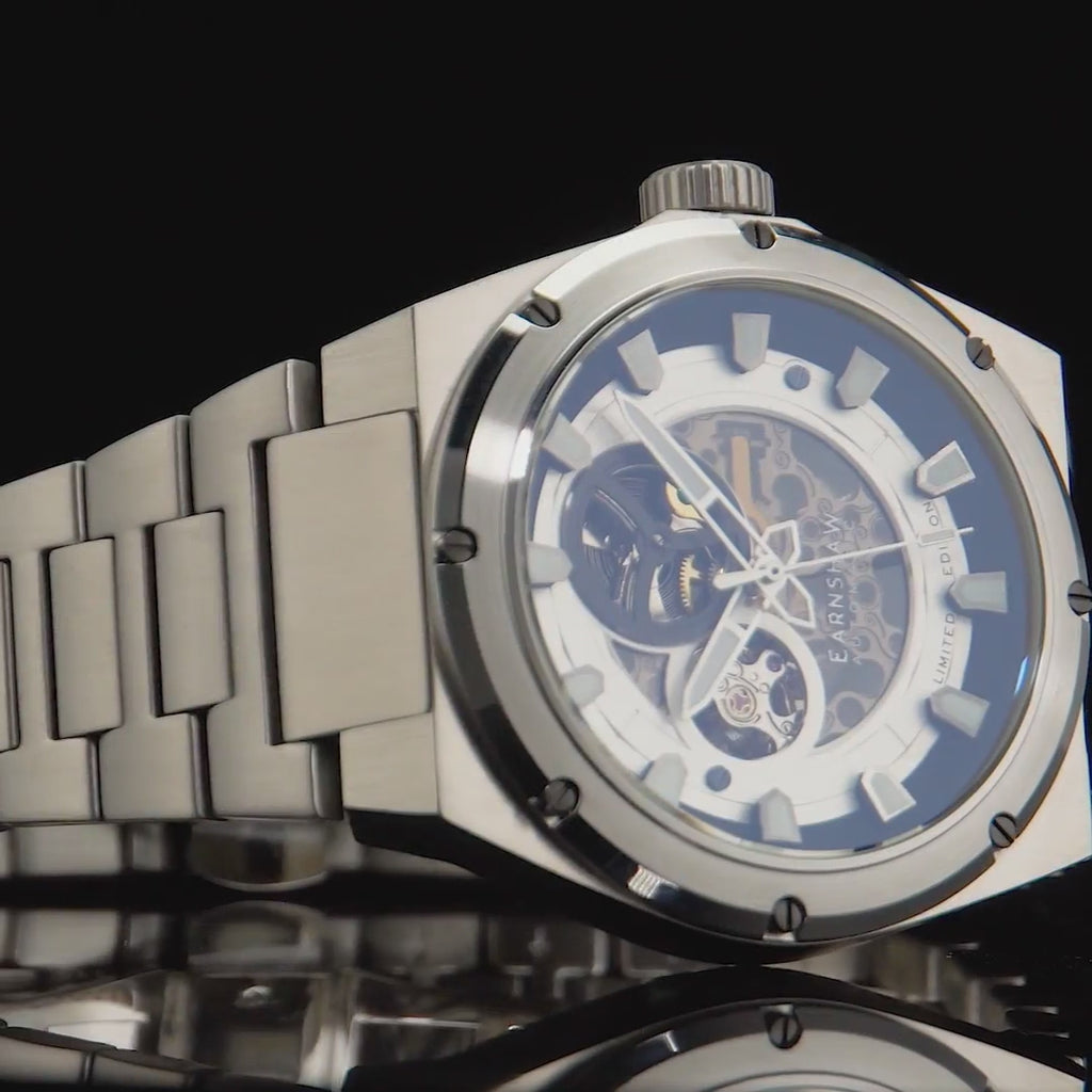 Earnshaw Armstrong Open Heart Mechanical Automatic Silver White