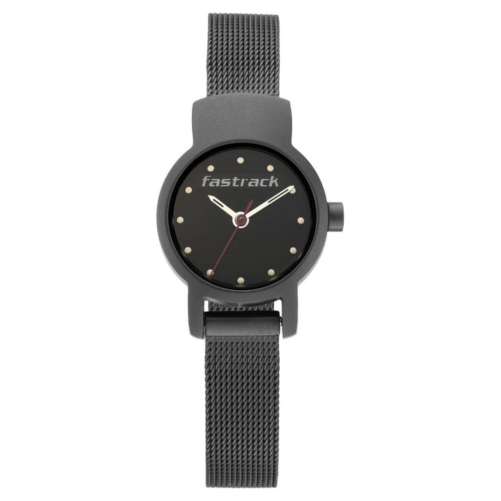 Fastrack Hitlist Quartz Analog with Date Black Dial Stainless Steel Strap Watch for Girls NR2298NM01