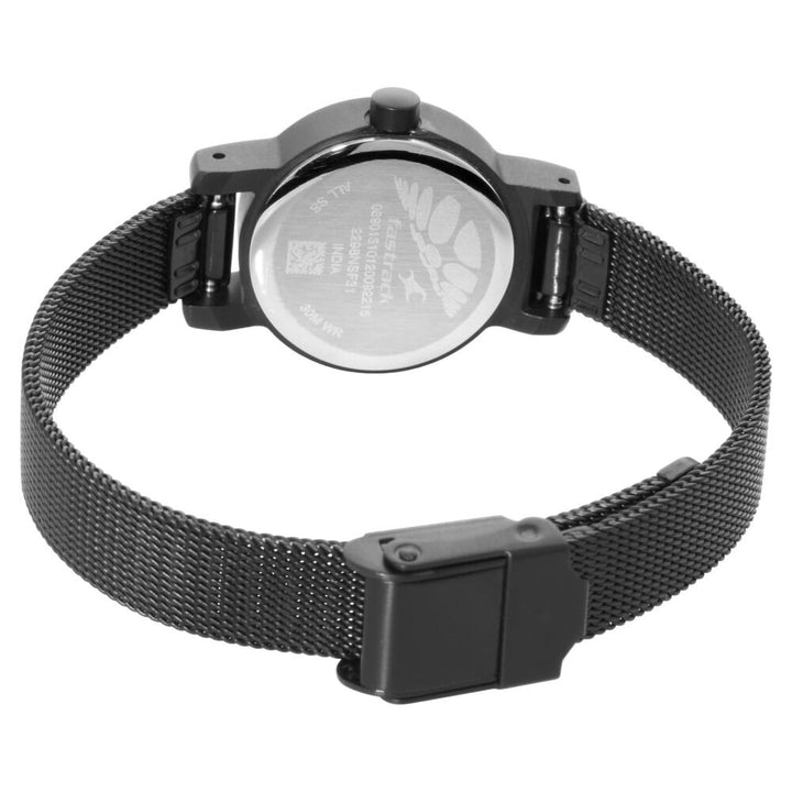 Fastrack Hitlist Quartz Analog with Date Black Dial Stainless Steel Strap Watch for Girls NR2298NM01