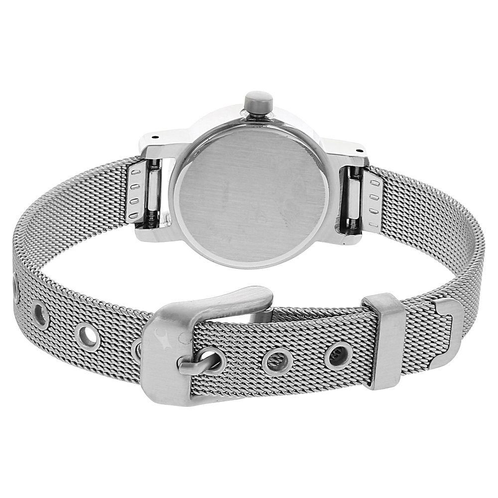Fastrack Quartz Analog Silver Dial Metal Strap Watch for Girls NP2298SM01
