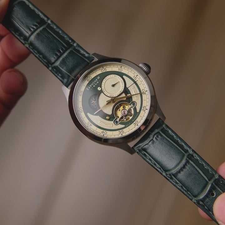 Earnshaw Baron Day Night Open Heart Automatic Jade Green
