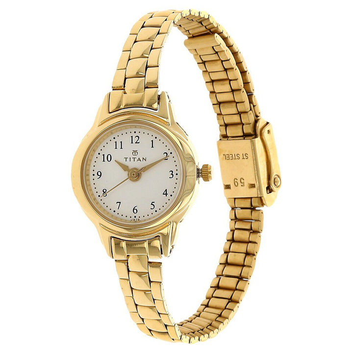 Titan Quartz Analog White Dial Stainless Steel Strap Watch for Women - The Watch Factory ®