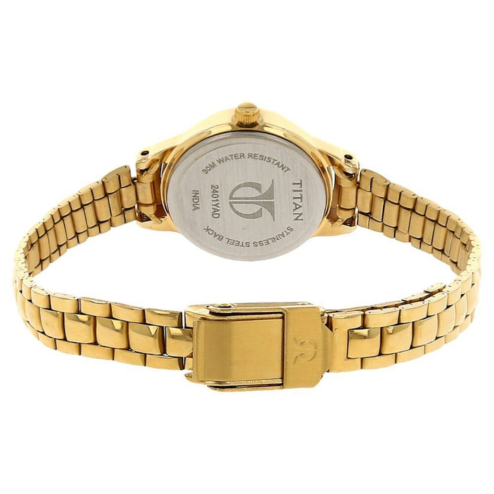 Titan Quartz Analog White Dial Stainless Steel Strap Watch for Women - The Watch Factory ®