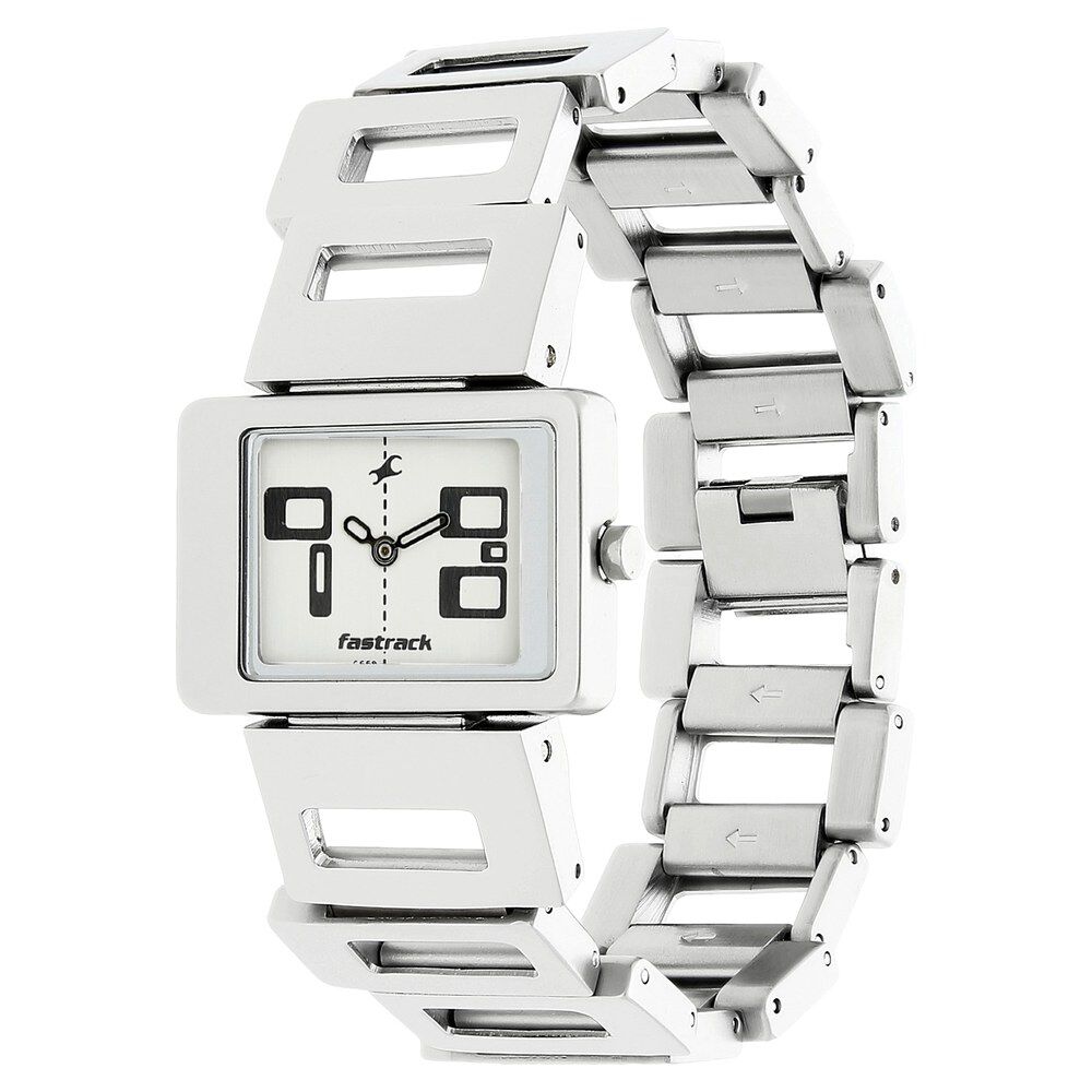 Fastrack Quartz Analog White Dial Metal Strap Watch for Girls NS2404SM01