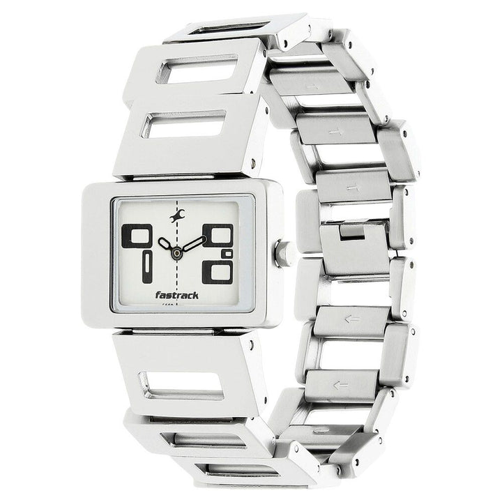Fastrack Quartz Analog White Dial Metal Strap Watch for Girls NS2404SM01