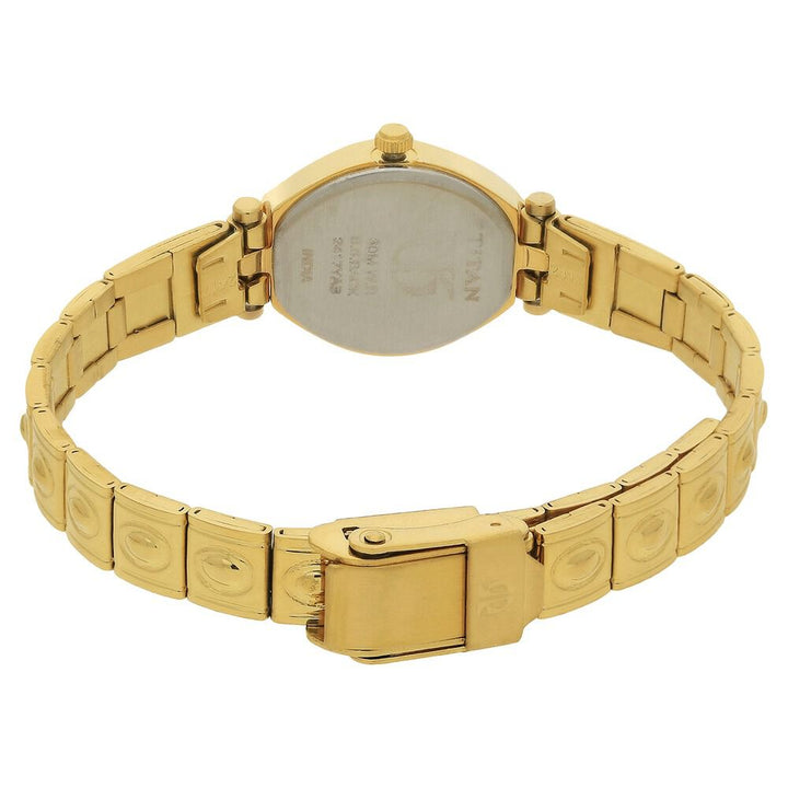 Titan Quartz Analog Champagne Dial Stainless Steel Strap Watch for Women NS2417YM02