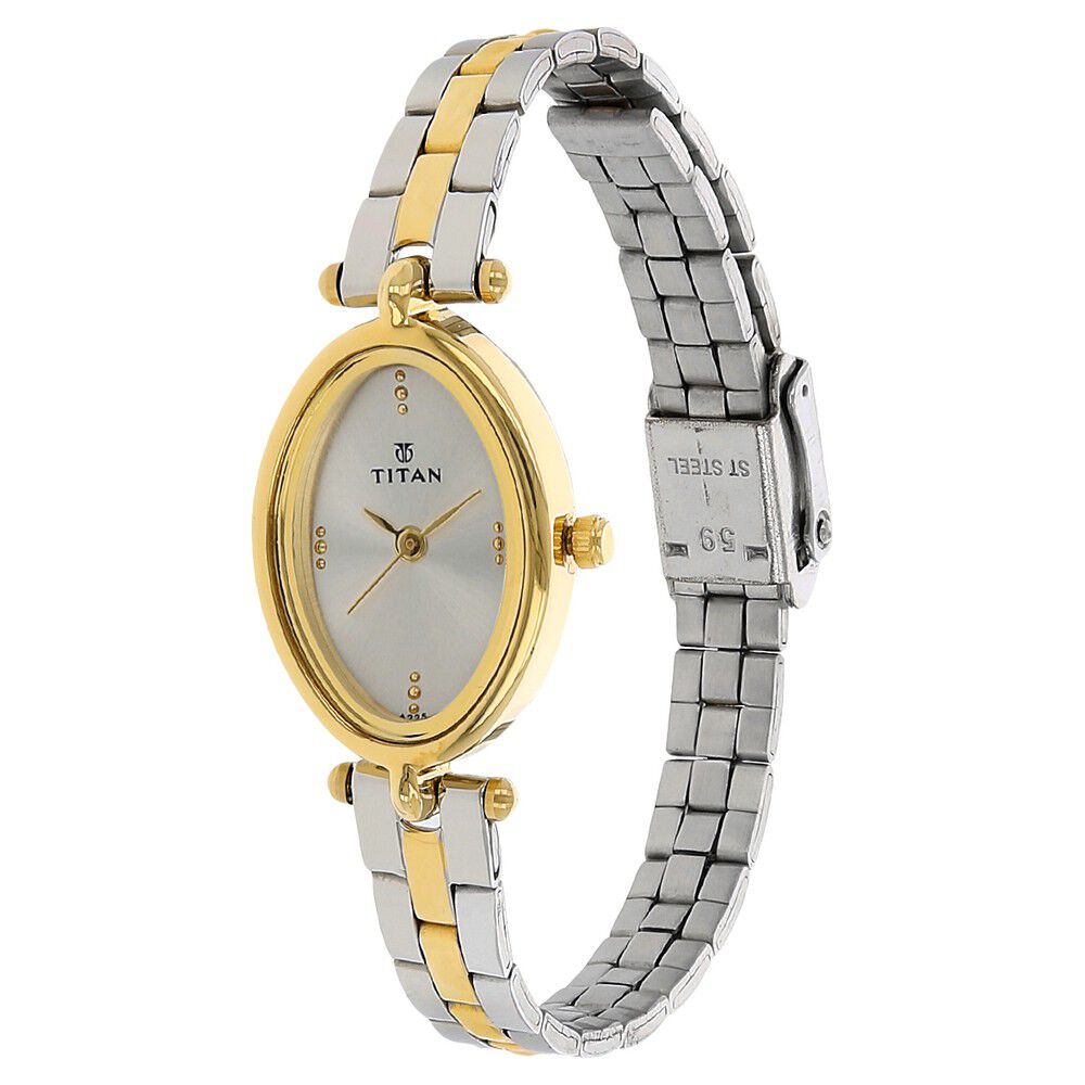Titan Quartz Analog Silver Dial Stainless Steel Strap Watch for Women NS2418BM01