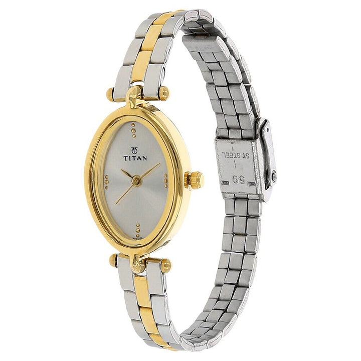 Titan Quartz Analog Silver Dial Stainless Steel Strap Watch for Women NS2418BM01