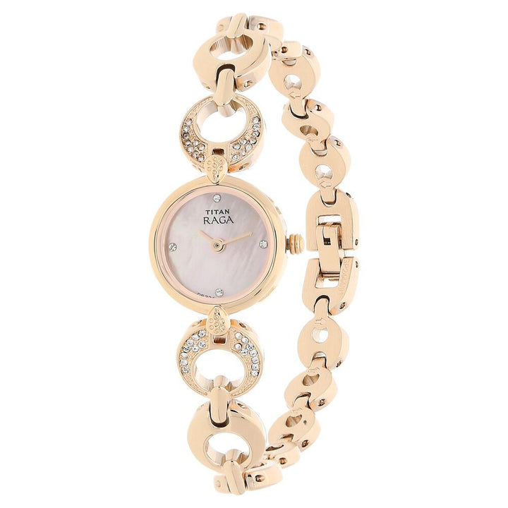 Titan Quartz Analog Silver Dial Metal Strap Watch for Women NQ2444WM02