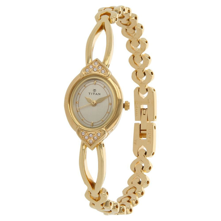 Titan Quartz Analog White Dial Metal Strap Watch for Women - The Watch Factory ®