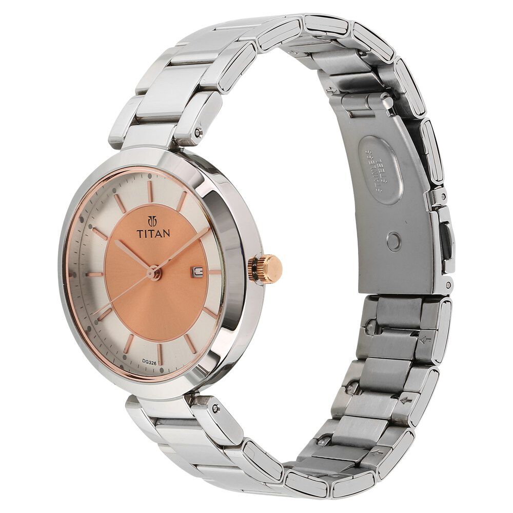 Titan Workwear Rose Gold Dial Analog Stainless Steel Strap watch for Women NS2480KM01