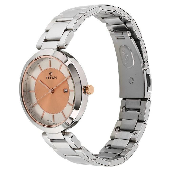 Titan Workwear Rose Gold Dial Analog Stainless Steel Strap watch for Women NS2480KM01