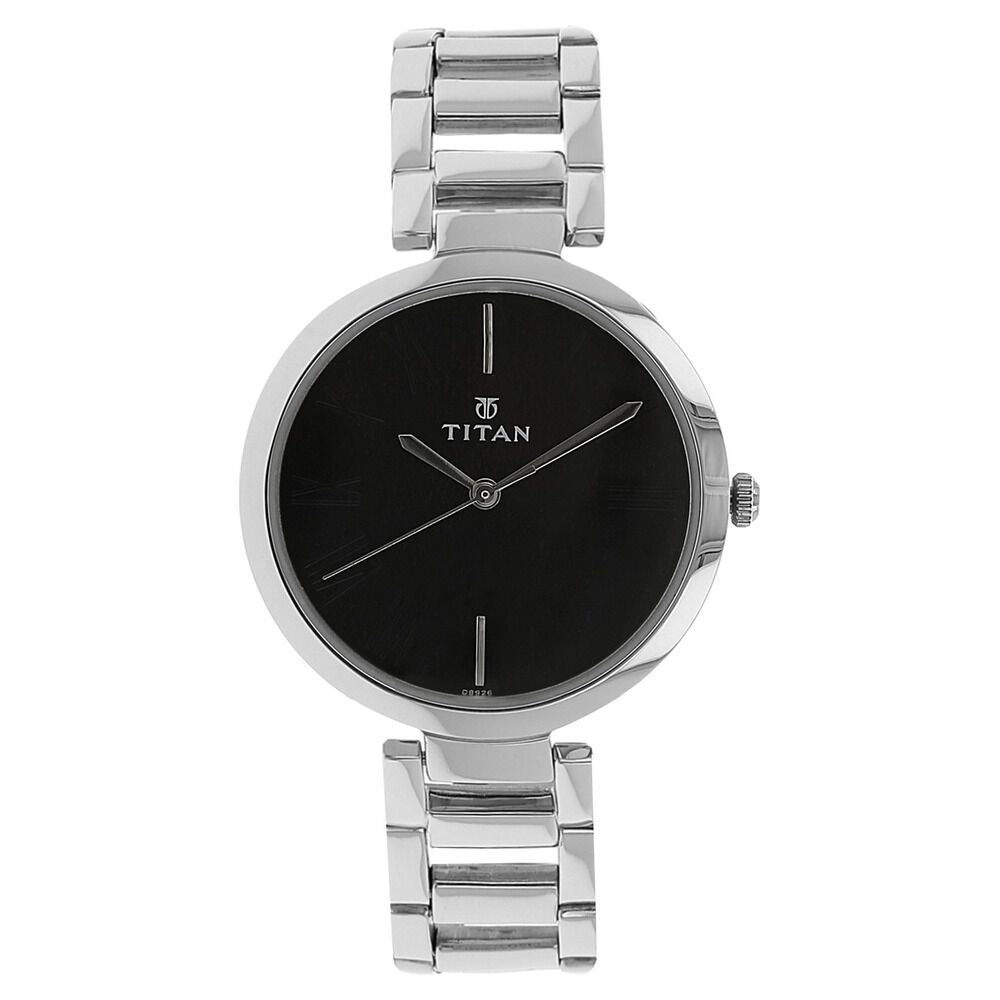 Titan Quartz Analog Black Dial Stainless Steel Strap Watch for Women - The Watch Factory ®