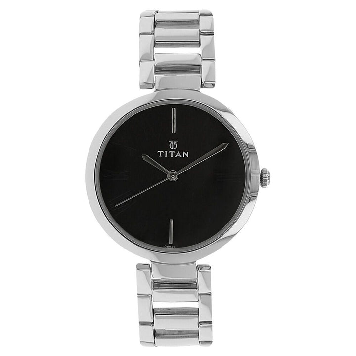 Titan Quartz Analog Black Dial Stainless Steel Strap Watch for Women - The Watch Factory ®