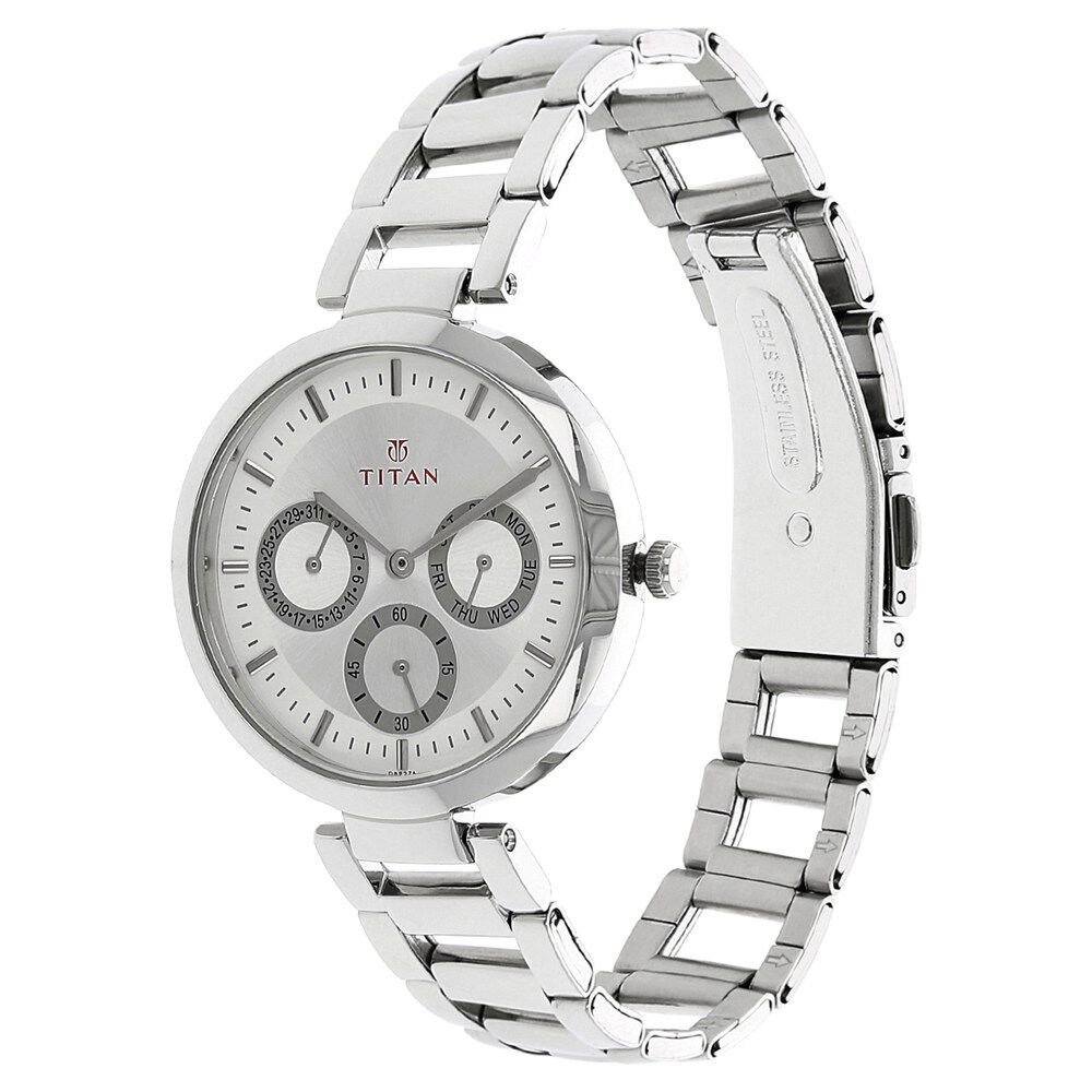Titan Quartz Analog Silver Dial Stainless Steel Strap Watch for Women NS2480SM03