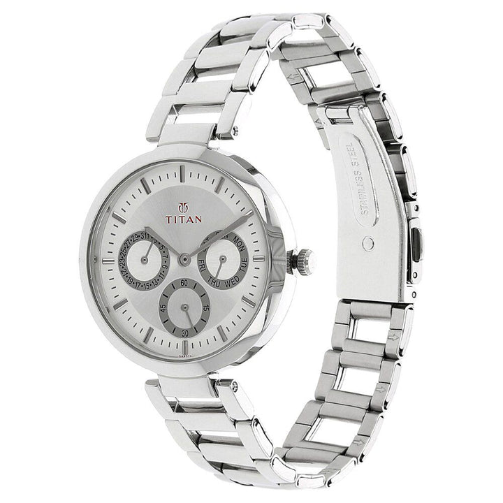 Titan Quartz Analog Silver Dial Stainless Steel Strap Watch for Women - The Watch Factory ®