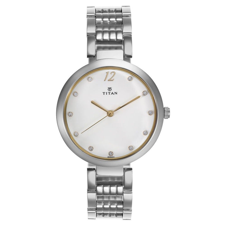 Titan Sparkle White Dial Analog Stainless Steel Strap watch for Women NS2480SM09