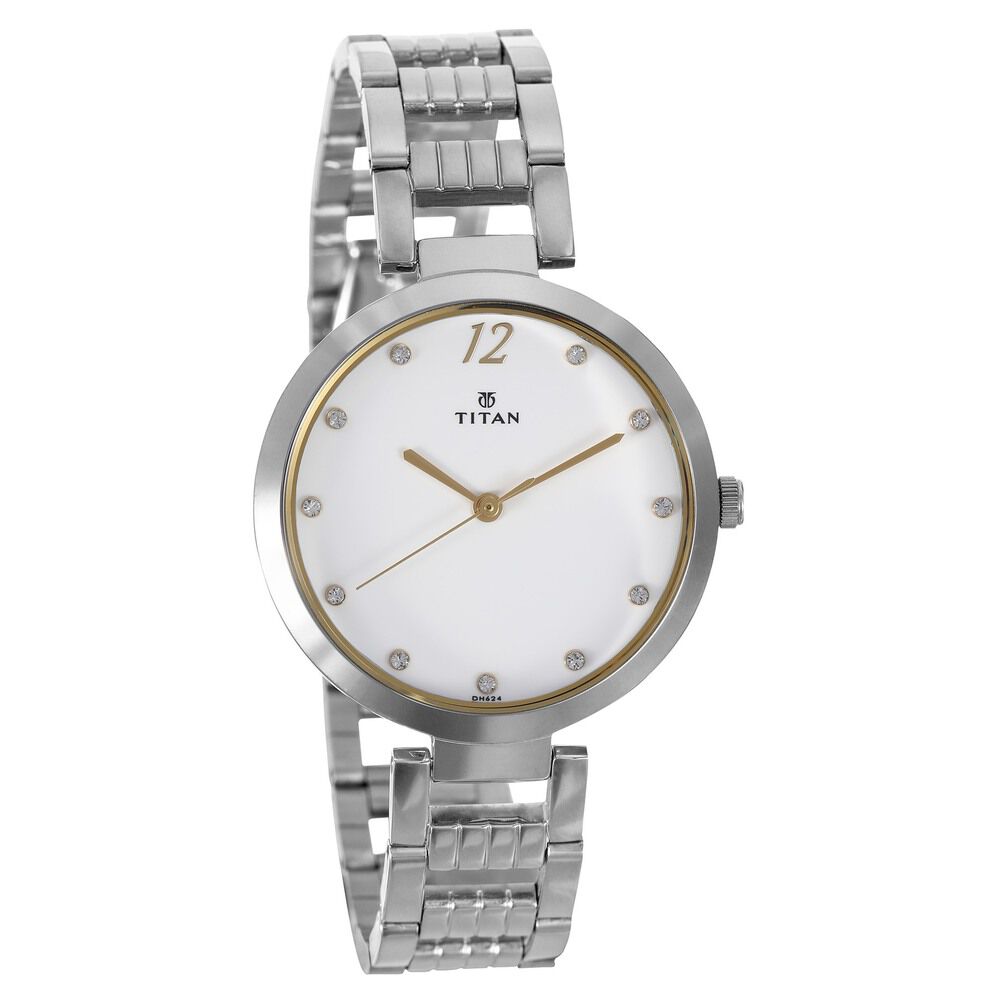 Titan Sparkle White Dial Analog Stainless Steel Strap watch for Women NS2480SM09