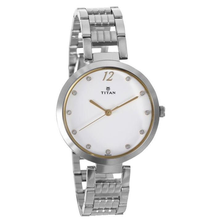 Titan Sparkle White Dial Analog Stainless Steel Strap watch for Women NS2480SM09