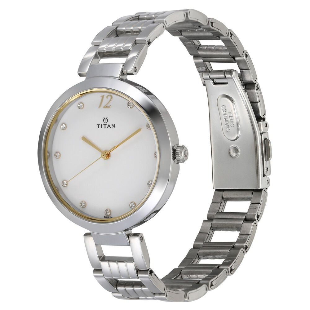 Titan Sparkle White Dial Analog Stainless Steel Strap watch for Women NS2480SM09