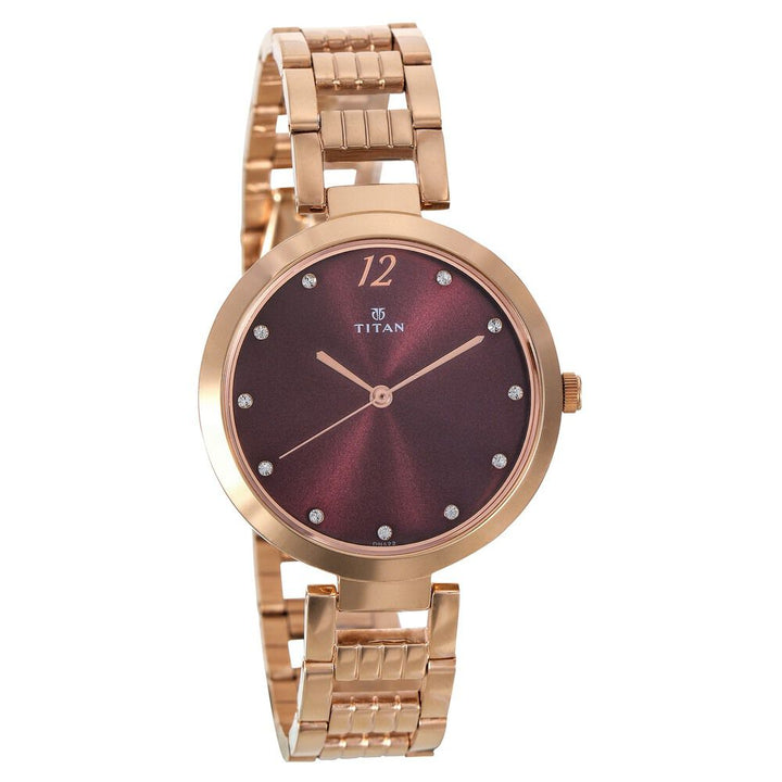 Titan Sparkle Purple Dial Analog Stainless Steel Strap Watch for Women - The Watch Factory ®