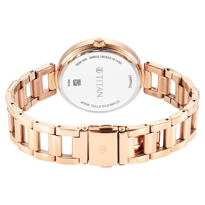 Titan Workwear Quartz Analog Beige Dial Rose Gold Stainless Steel Strap Watch for Women - The Watch Factory ®