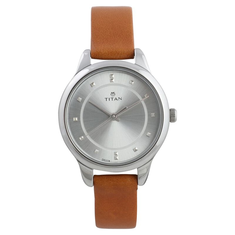 Titan Workwear Silver Dial Women Watch with Leather Strap
