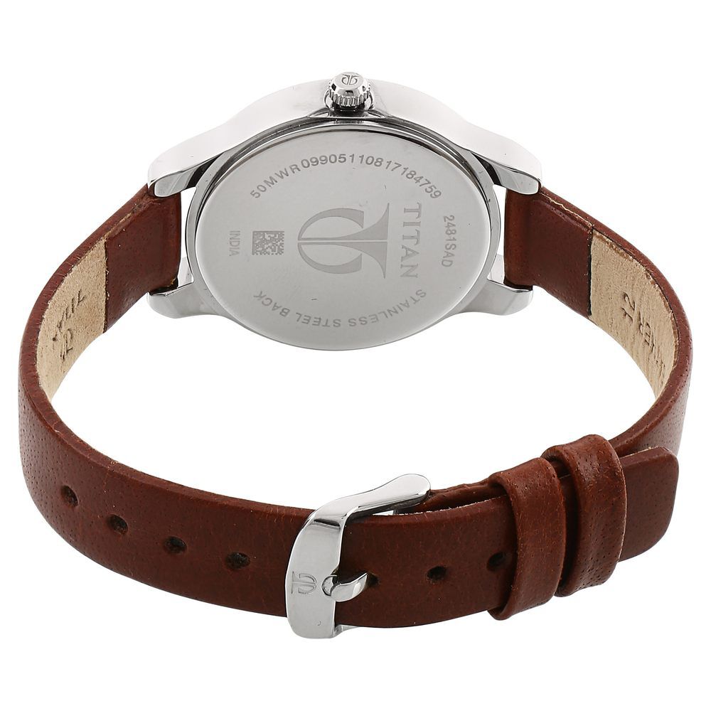 Titan Women's Chic minimalist watch with Black dial and leather strap NP2481SL07