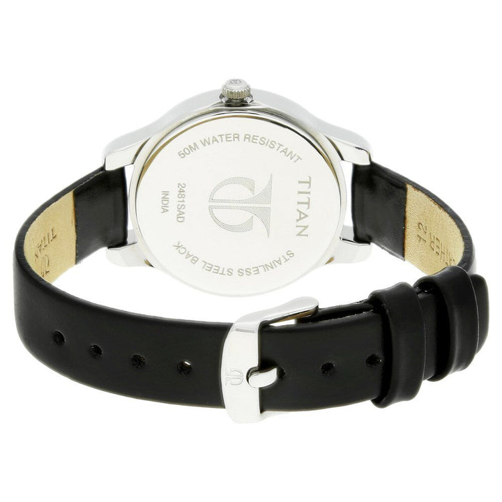 Titan Women's Chic minimalist watch with Blue dial and leather strap NP2481SL08