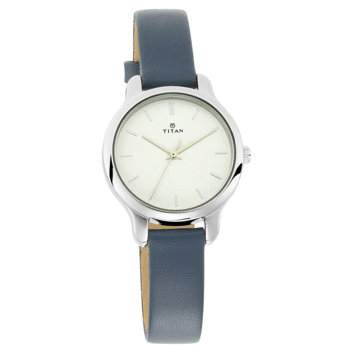 Titan Women's Chic minimalist watch with White dial and leather strap - The Watch Factory ®