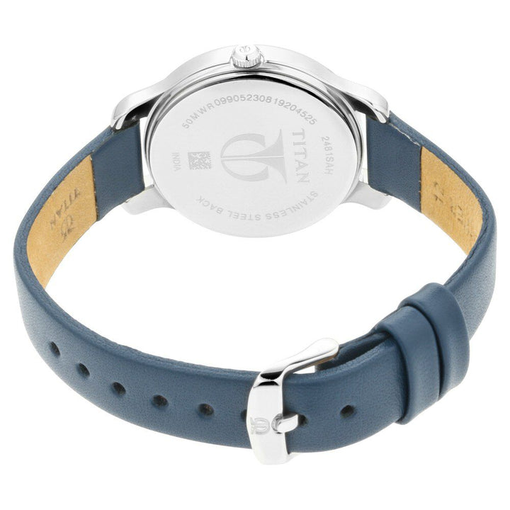 Titan Women's Chic minimalist watch with White dial and leather strap NS2481SL10