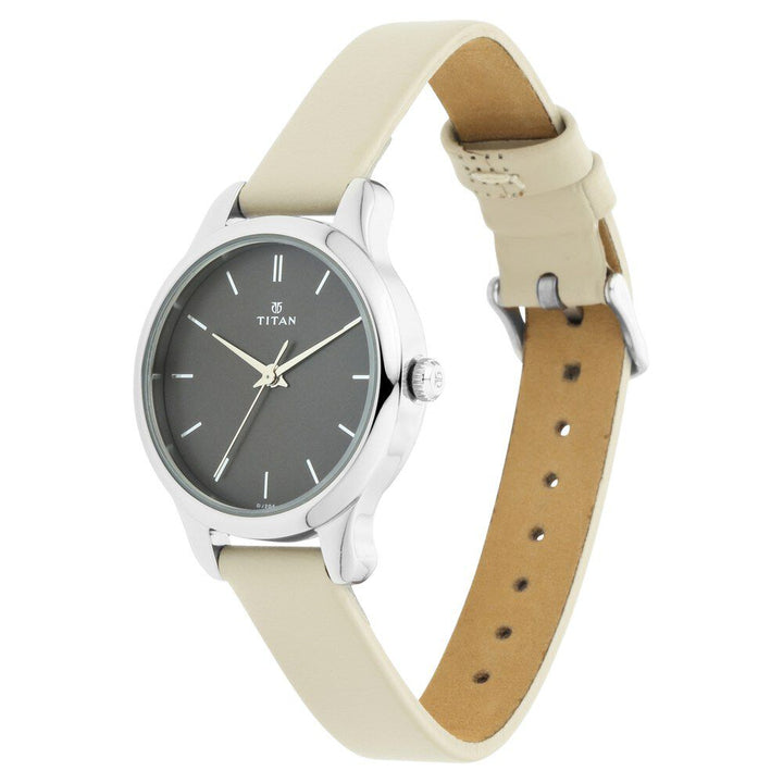 Titan Women's Chic minimalist watch with Anthracite dial and leather strap NS2481SL11