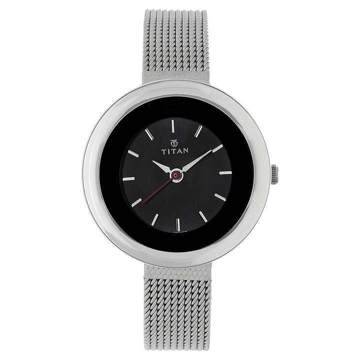 Titan Quartz Analog Black Dial Stainless Steel Strap Watch for Women - The Watch Factory ®