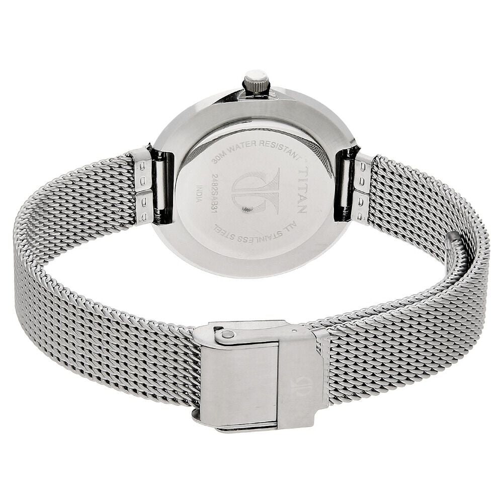 Titan Quartz Analog Black Dial Stainless Steel Strap Watch for Women - The Watch Factory ®