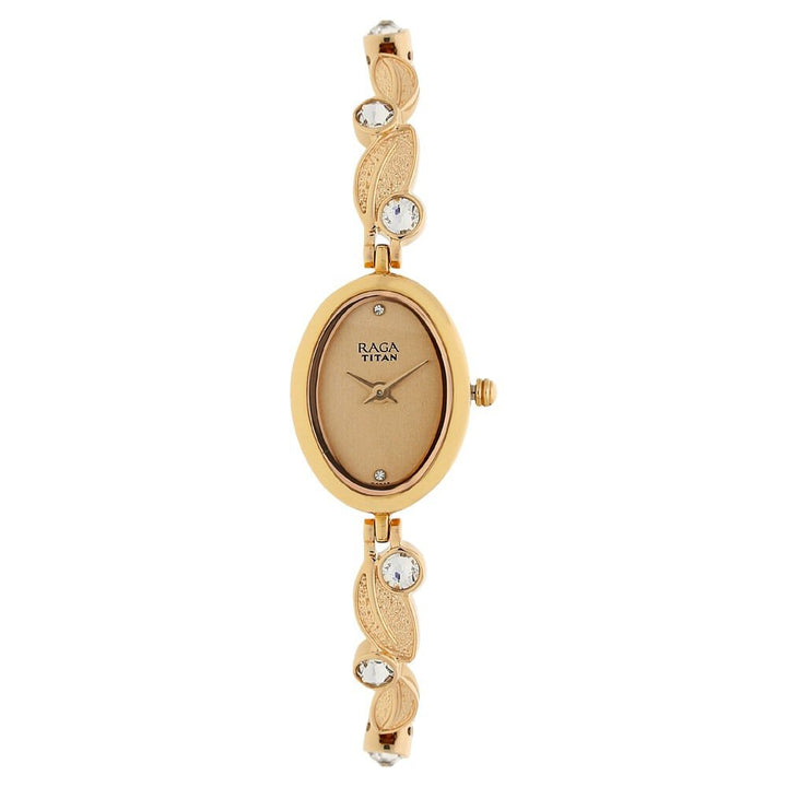 Titan Raga Foliage Rose Gold Dial Women Watch With Metal Strap NS2511WM05