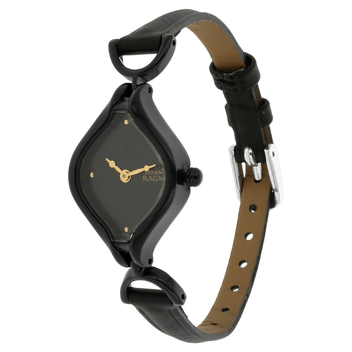 Titan Quartz Analog Black Dial Leather Strap Watch for Women - The Watch Factory ®