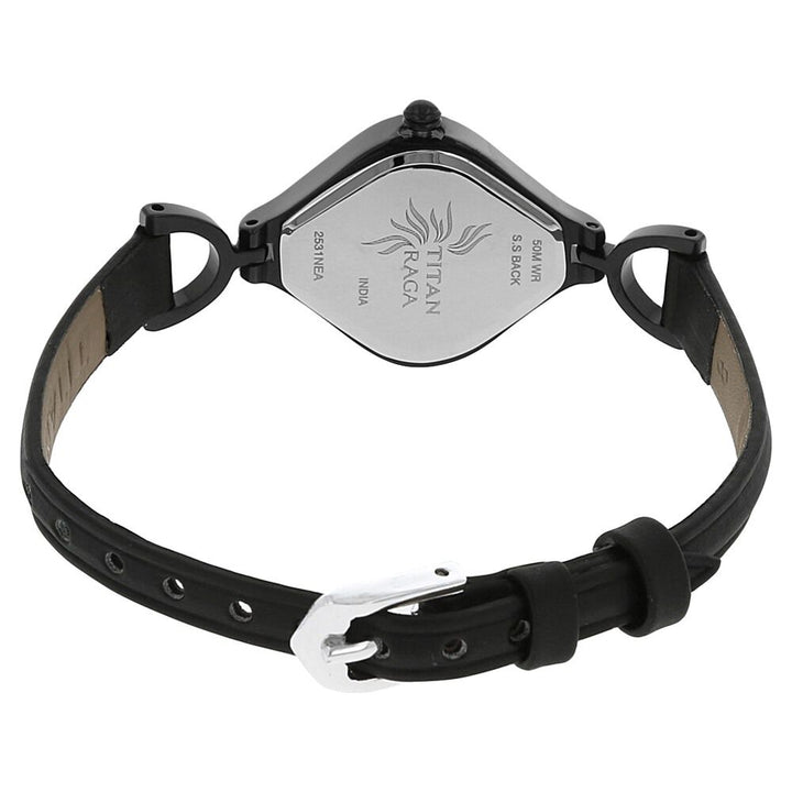 Titan Quartz Analog Black Dial Leather Strap Watch for Women NS2531NL01