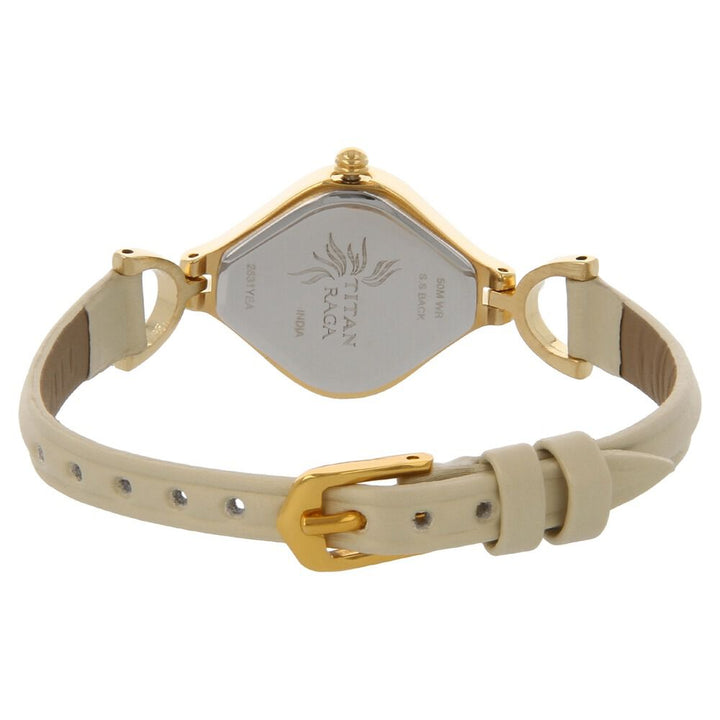 Titan Raga Champagne Dial Analog Leather Strap Watch for Women - The Watch Factory ®