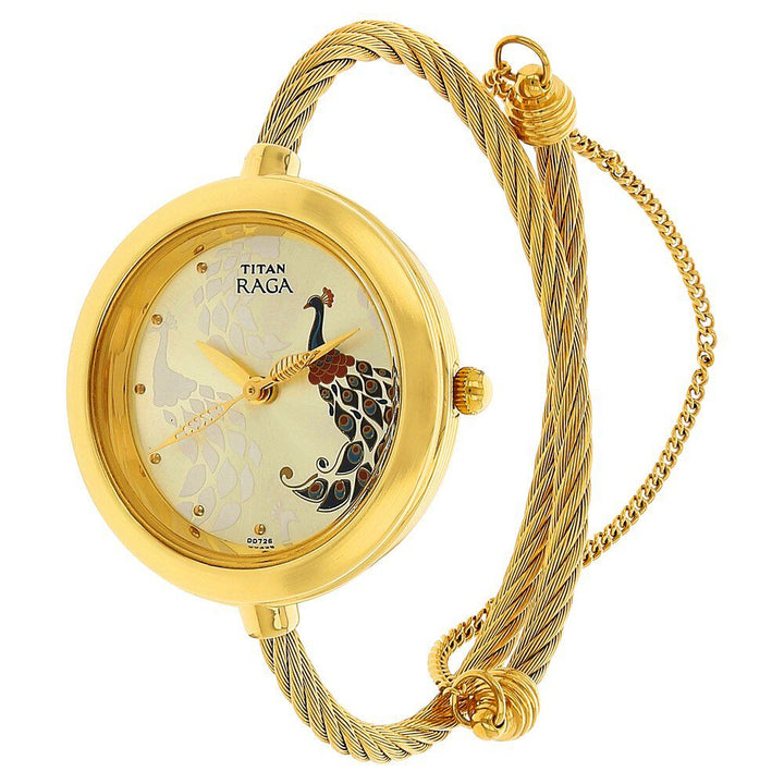 Titan Raga Garden of Eden Champagne Dial Analog Stainless Steel Strap watch for Women NS2532YM01