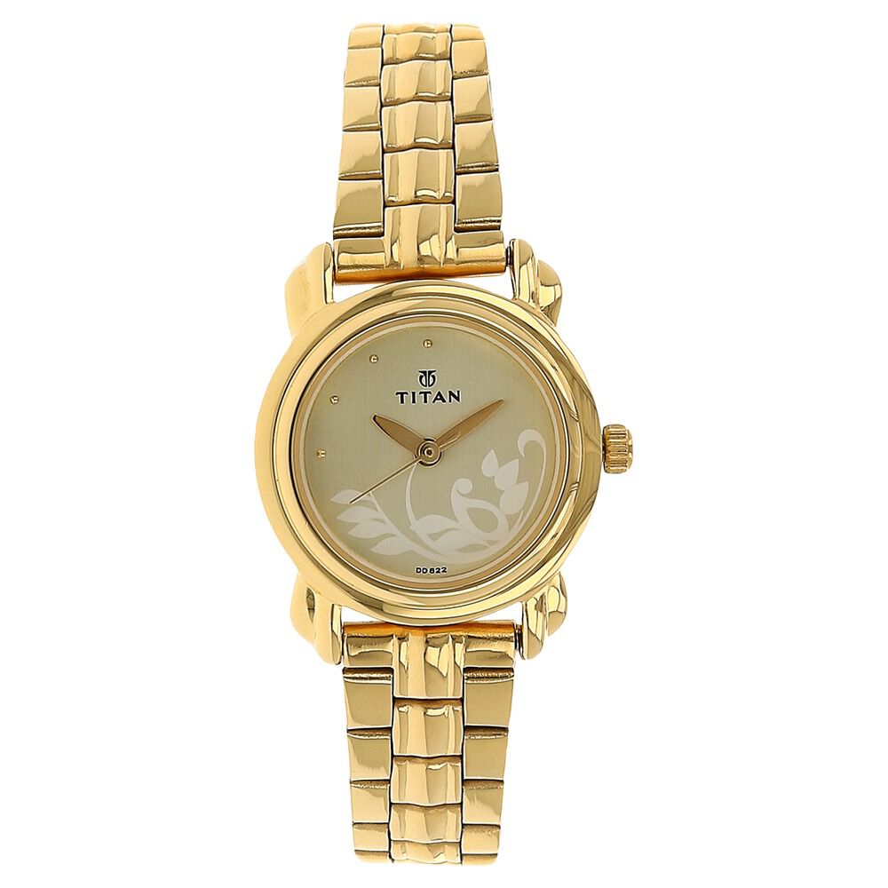 Titan Quartz Analog Champagne Dial Stainless Steel Strap Watch for Women - The Watch Factory ®