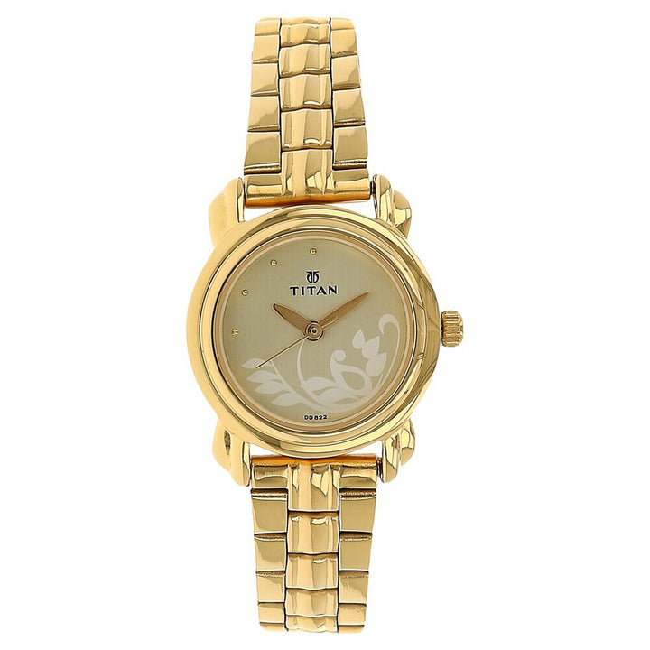 Titan Quartz Analog Champagne Dial Stainless Steel Strap Watch for Women - The Watch Factory ®
