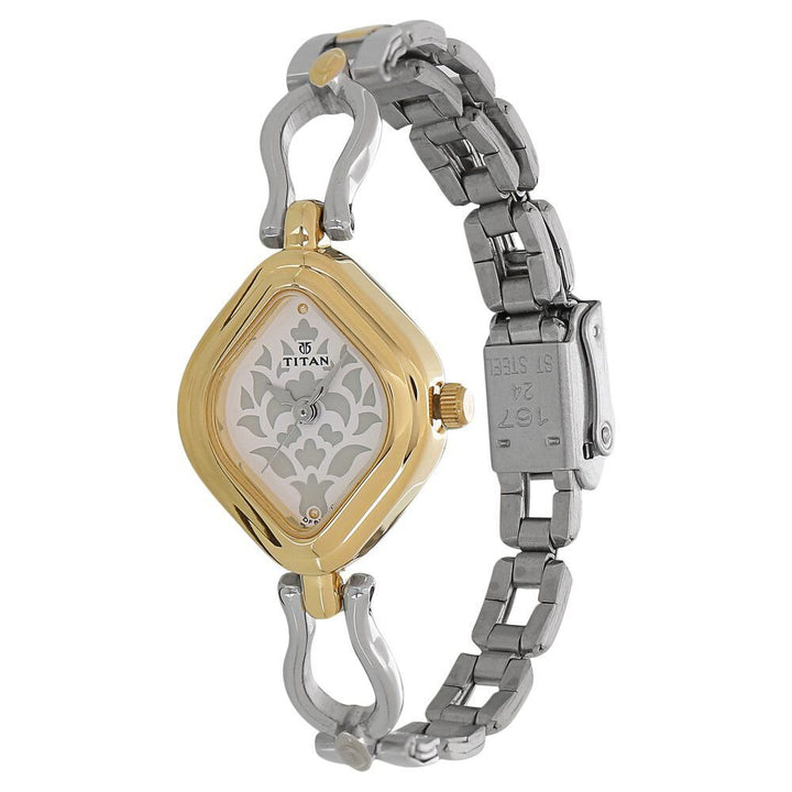 Titan Quartz Analog White Dial Stainless Steel Strap Watch for Women - The Watch Factory ®