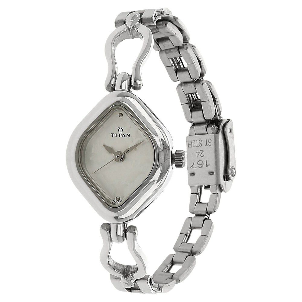 Titan Quartz Analog Silver Dial Stainless Steel Strap Watch for Women NS2536SM02
