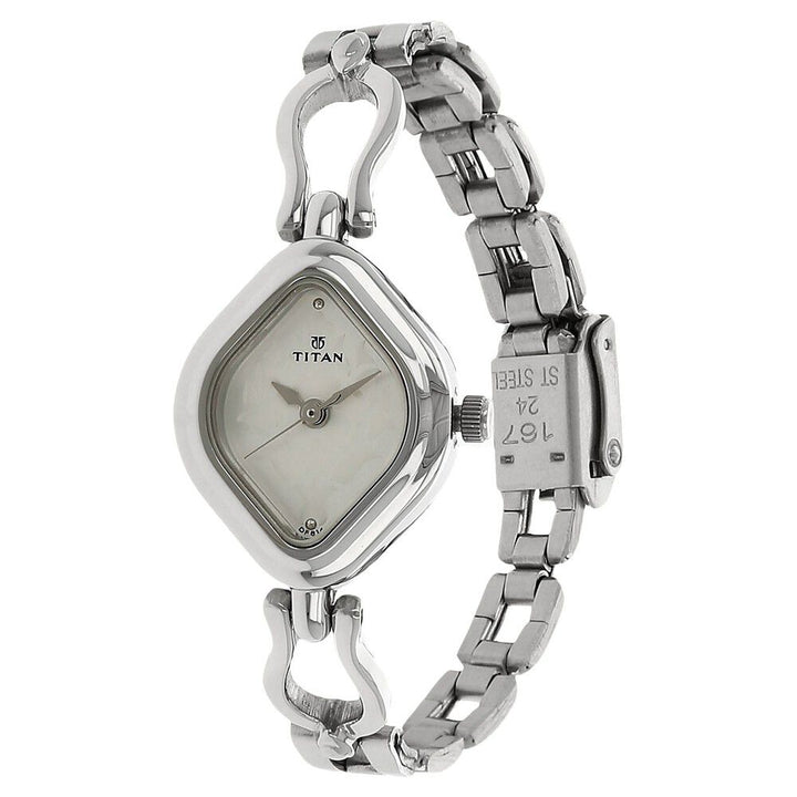 Titan Quartz Analog Silver Dial Stainless Steel Strap Watch for Women NS2536SM02