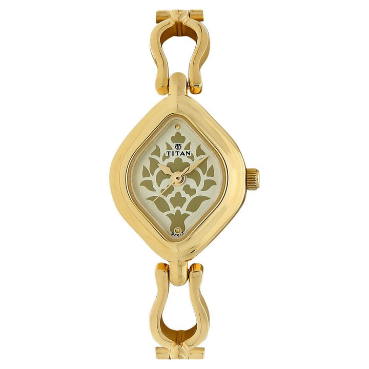 Titan Quartz Analog Champagne Dial Stainless Steel Strap Watch for Women - The Watch Factory ®