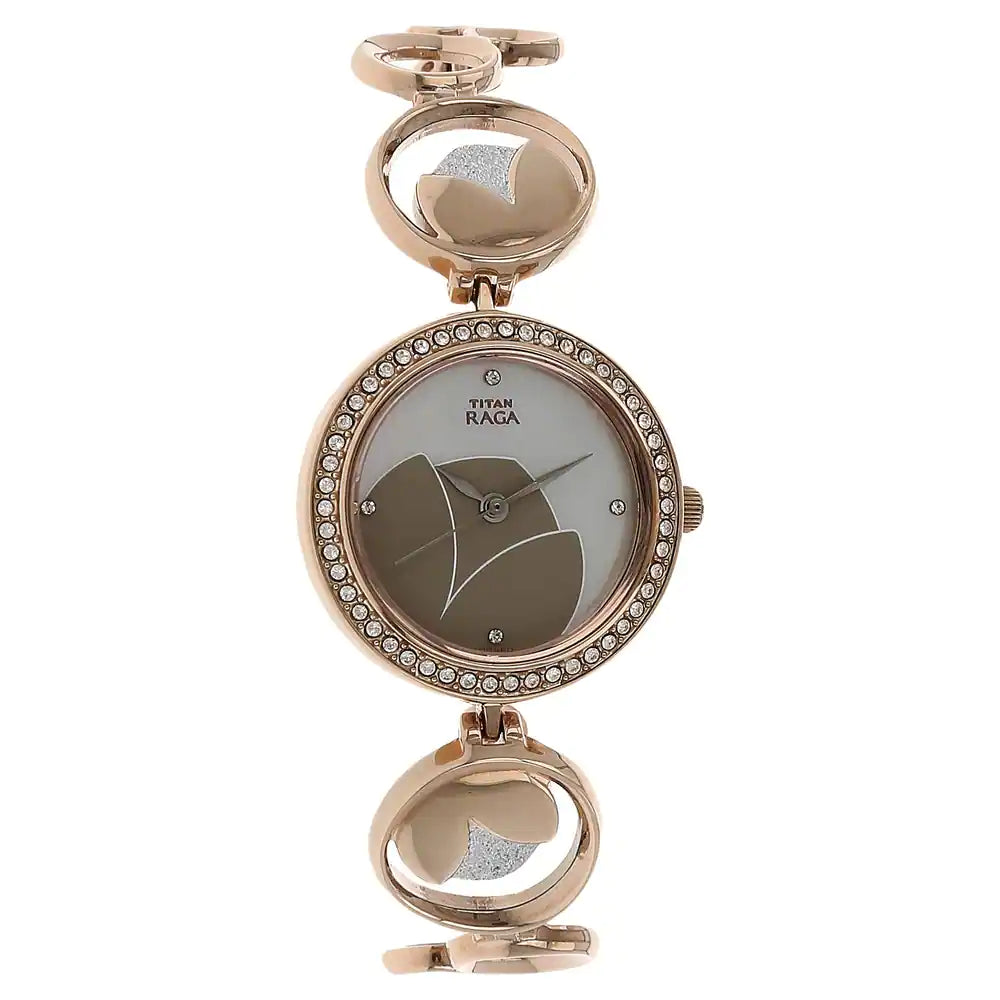 TITAN Raga Garden of Eden Mother of Pearl Metal Strap Watch NS2539KM01