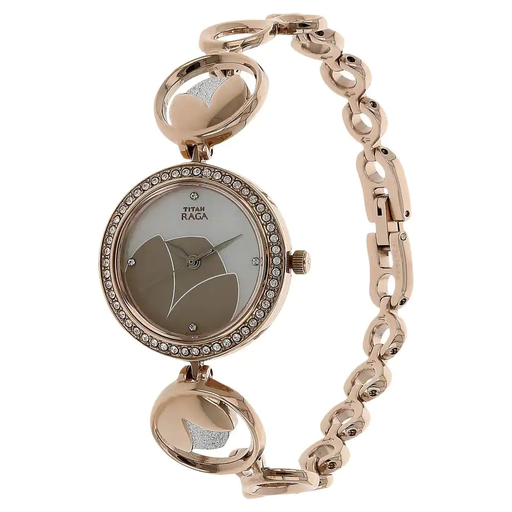 TITAN Raga Garden of Eden Mother of Pearl Metal Strap Watch NS2539KM01