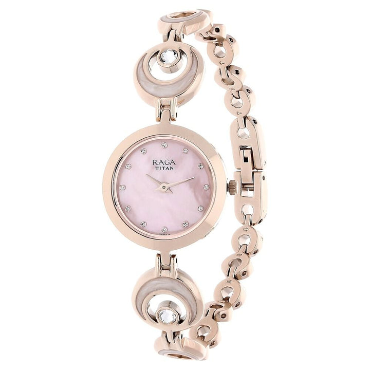 Titan Raga Moonlight Mother of Pearl Dial Women Watch With Metal Strap NS2540WM03